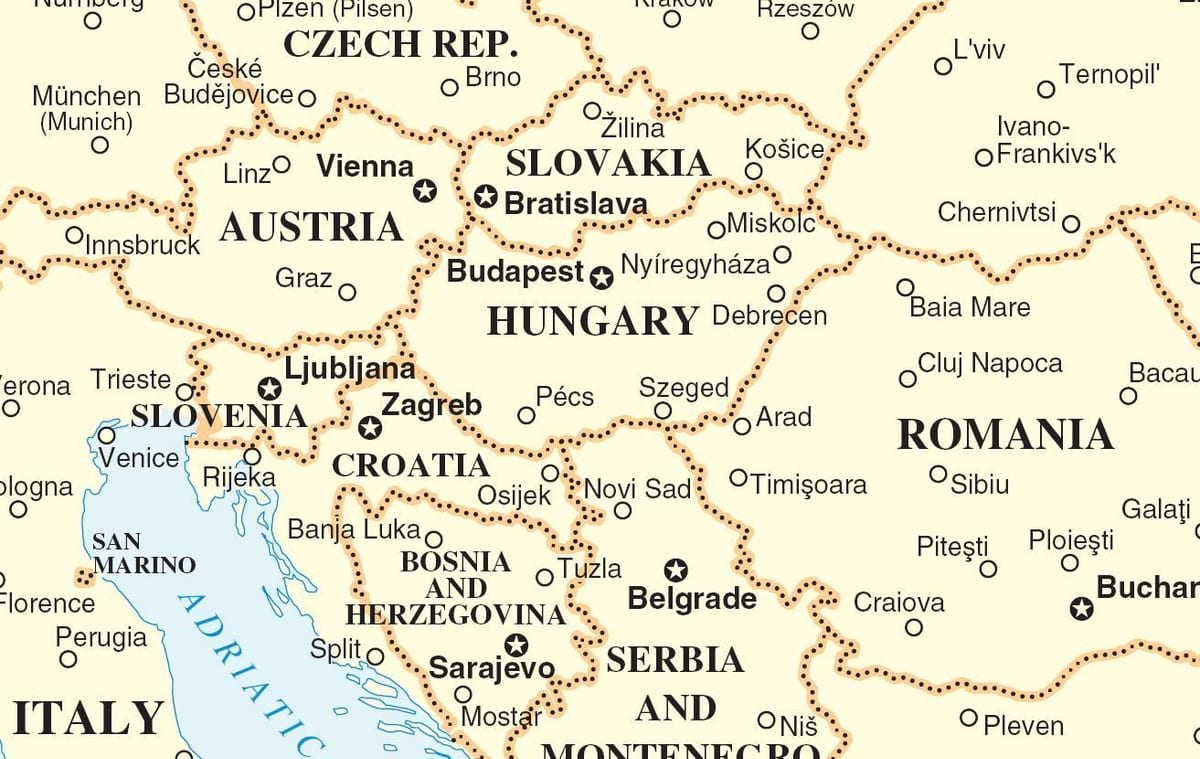 המפה סלובקיה השכנות