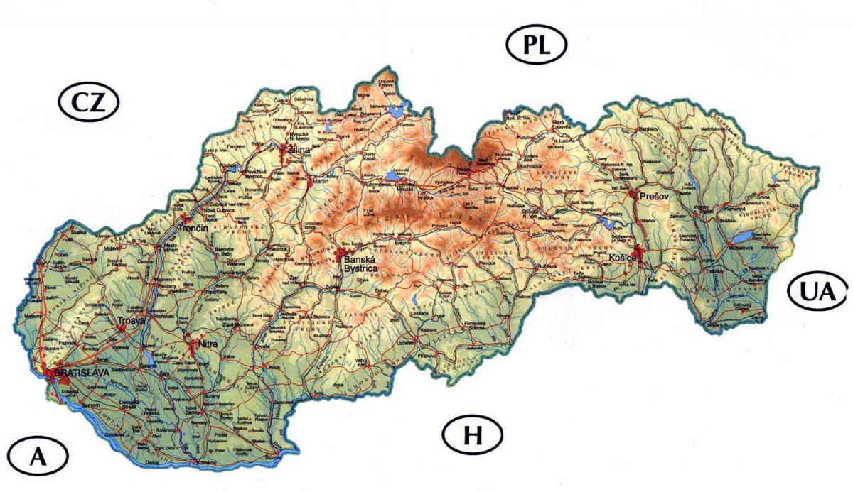 מפה מפורטת של סלובקיה