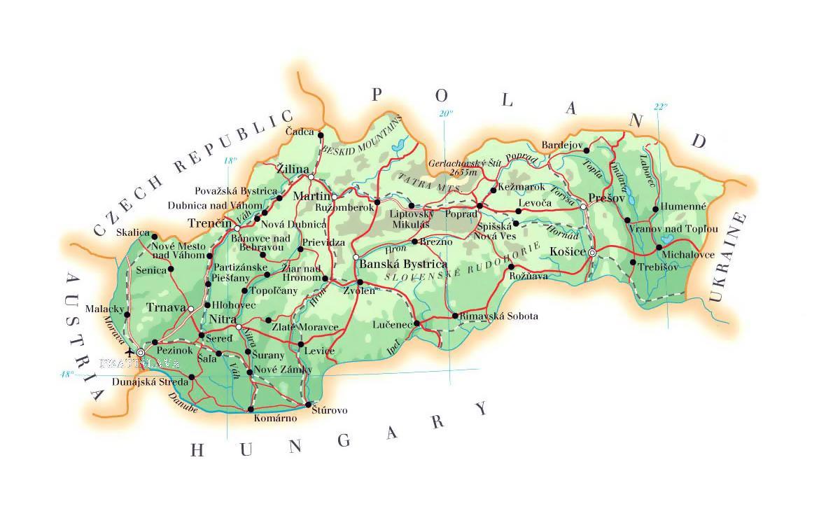 מפה של סלובקיה אתרי סקי