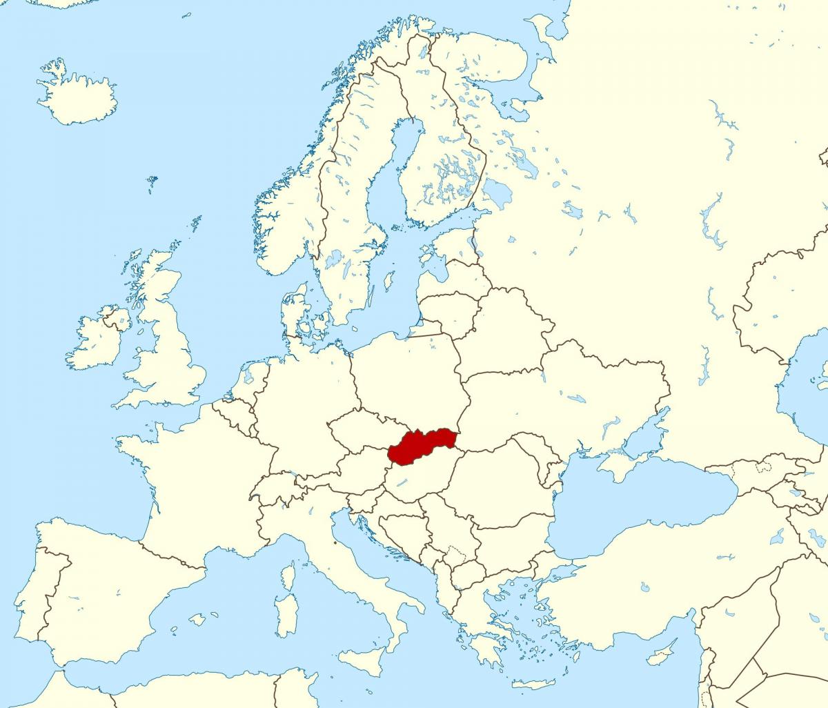 מפה של סלובקיה מפת אירופה