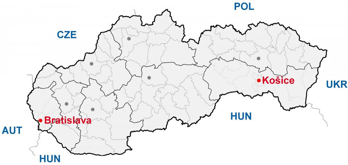 מפה של קושיצה בסלובקיה