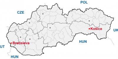 מפה של קושיצה בסלובקיה
